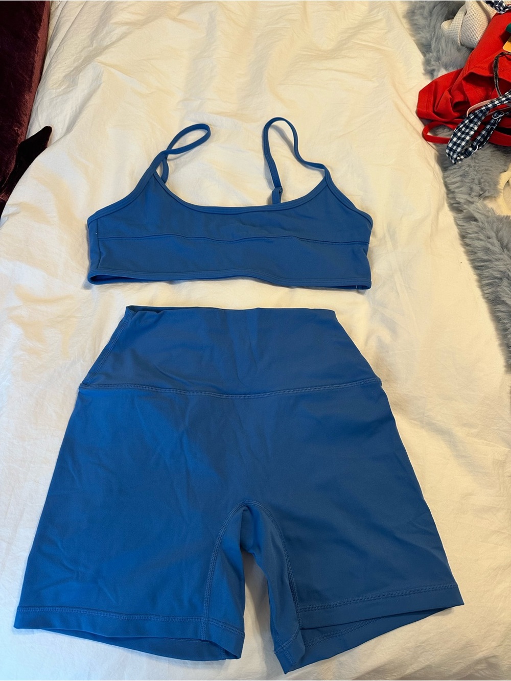 SET Active Blue Scoop Sports Bra & High-Waist Bike Shorts Set